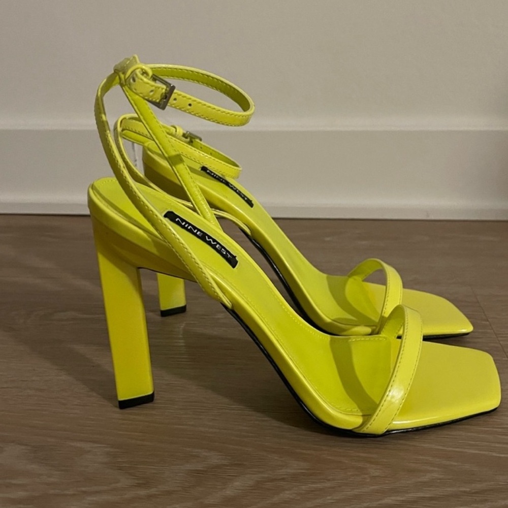 Nine West Neon Yellow Hotz Strappy Heels